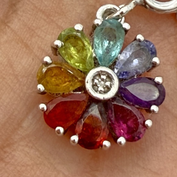Chuck Clemency Jewelry - Vtg Chuck Clemency 925 Sterling Silver Multi Gemstone Charm Pendant